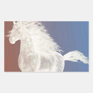 Sticker Rectangulaire Cheval blanc