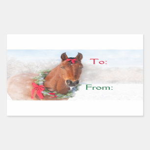 Sticker Rectangulaire Cheval de Noël