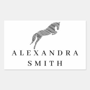 Sticker Rectangulaire Cheval de saut Scribble Horse Entraîneur de ch