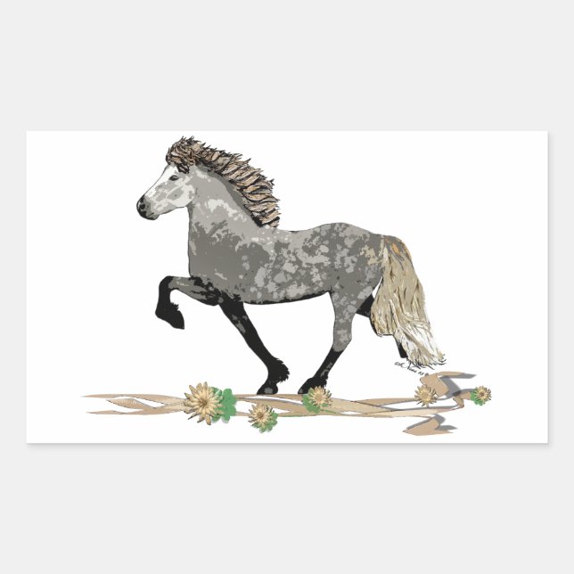Sticker Rectangulaire Cheval islandais-Art Déco Astrid (Devant)