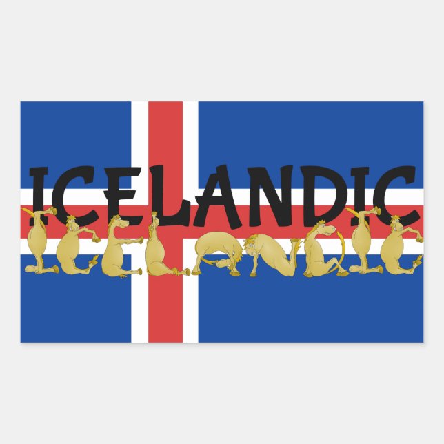 Sticker Rectangulaire Cheval islandais | Drapeau de l'Islande (Devant)