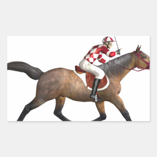 Sticker Rectangulaire Cheval Racing Jockey et Horse