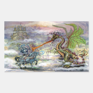 Sticker Rectangulaire Chevalier n Dragon