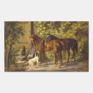 Sticker Rectangulaire Chevaux à la Porche