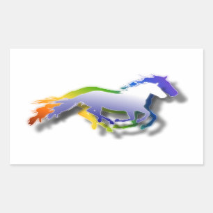 Sticker Rectangulaire Chevaux de course 3D