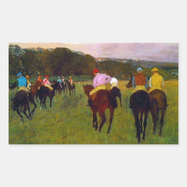 Sticker Rectangulaire Chevaux de course Edgar Degas à Longchamp (Devant)