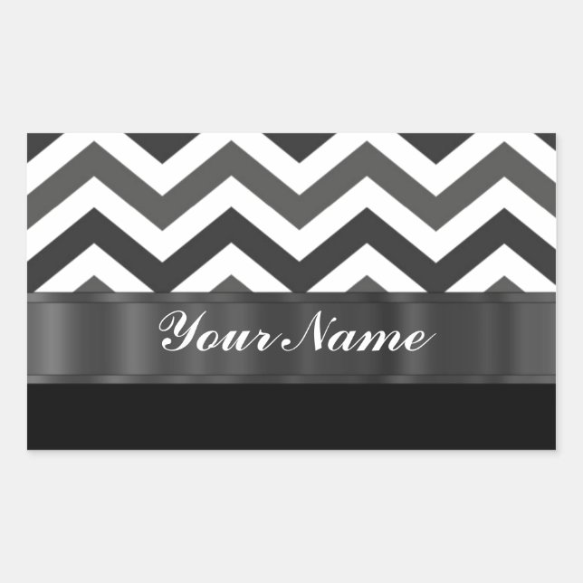 Sticker Rectangulaire chevron noir et blanc (Devant)