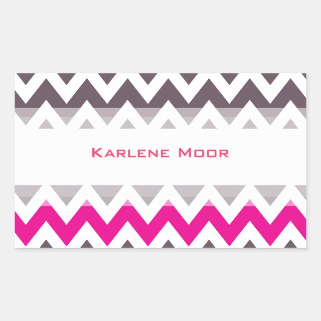 Sticker Rectangulaire chevron rose et gris (Devant)