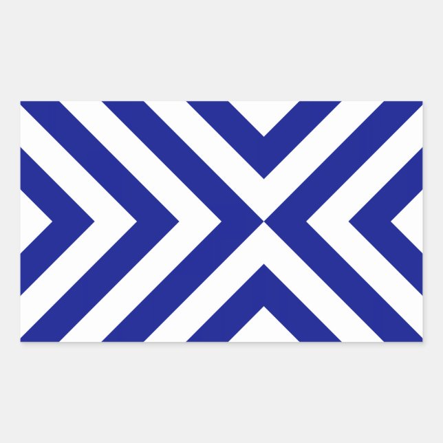 Sticker Rectangulaire Chevrons bleu et blanc (Devant)