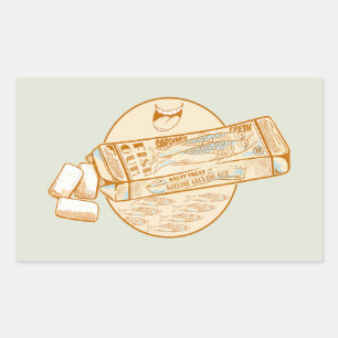 Sticker Rectangulaire Chewing-gum parfumé à la sardine drôle poisson