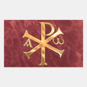 Sticker Rectangulaire Chi-Rho d'or