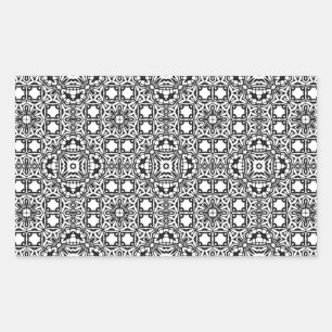 Sticker Rectangulaire Chic noir blanc orné motif accessoires tendance