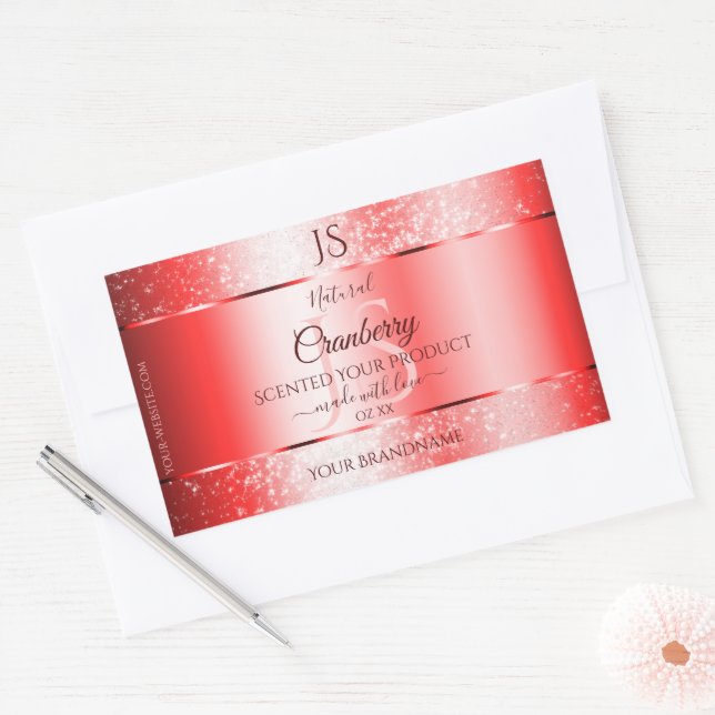 Sticker Rectangulaire Chic Ruby Rouge Parties scintillant douce Étiquett (Enveloppe)