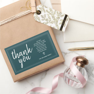 Sticker Rectangulaire Chic Script Merci & Message Personnel Sarcelle Pro