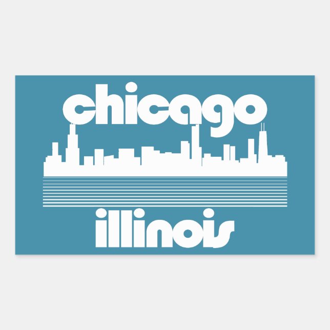 Sticker Rectangulaire Chicago, Illinois (Devant)
