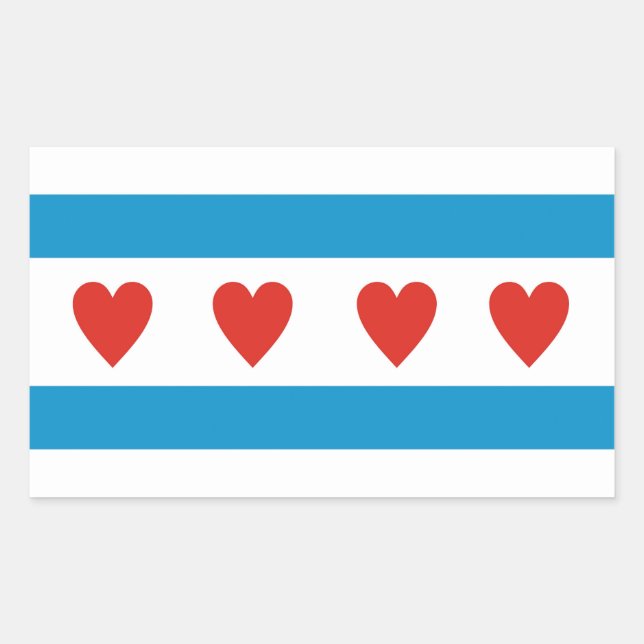 Sticker Rectangulaire chicago ville amour drapeau coeurs usa états-unis  (Devant)