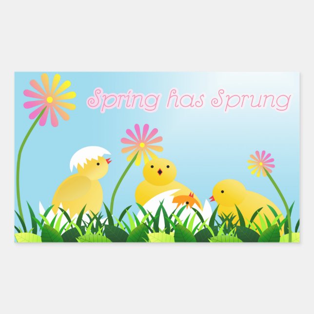 Sticker Rectangulaire Chiches de printemps mignons (Devant)