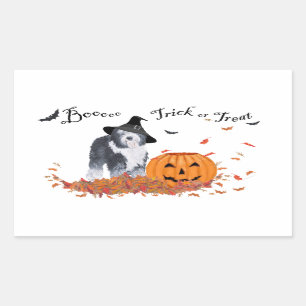 Sticker Rectangulaire Chien de berger anglais ancien Halloween