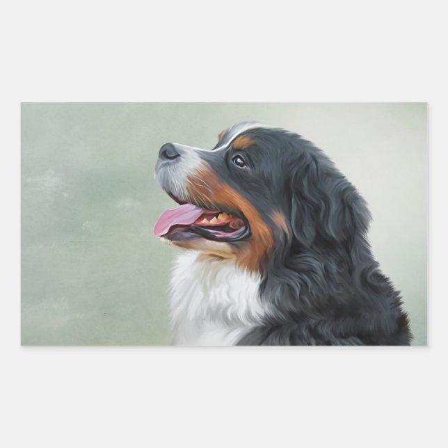 Sticker Rectangulaire Chien de montagne bernois (Devant)