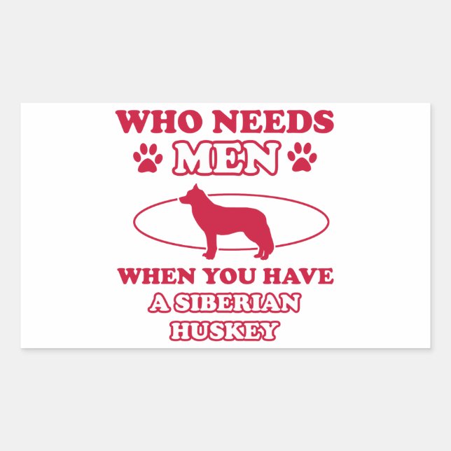 Sticker Rectangulaire Chien de race Sibérienne Husky conception (Devant)