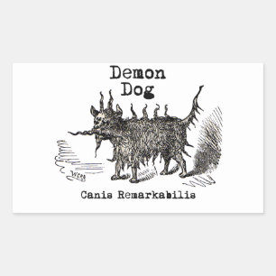 Sticker Rectangulaire Chien Démon Vintage Drôle Mignon