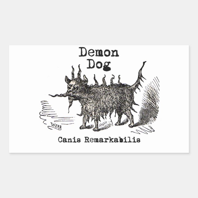 Sticker Rectangulaire Chien Demon Vintage Funny migre (Devant)