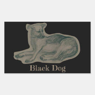 Sticker Rectangulaire Chien. Dessin au crayon.