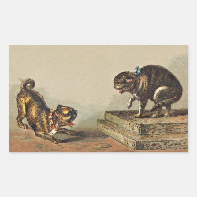 Sticker Rectangulaire Chien et Kitty en Pug merdique (Devant)