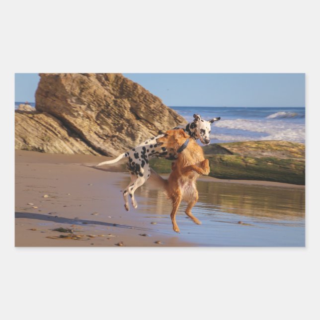Sticker Rectangulaire chien heureux (Devant)