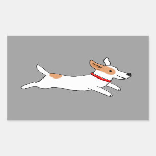 Sticker Rectangulaire Chien Mignon - Jack Russell Terrier Heureux en Cou