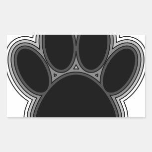 Sticker Rectangulaire Chien Paw Avec Plan