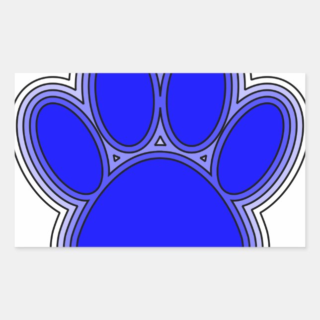 Sticker Rectangulaire Chien Paw En Bleu Avec Contours (Devant)