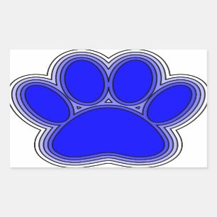 Sticker Rectangulaire Chien Paw En Bleu Avec Contours