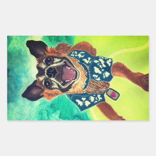 Sticker Rectangulaire Chien surf