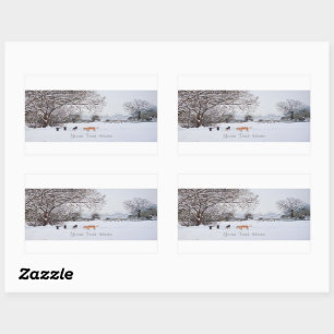 Sticker Rectangulaire chiens jouer hiver neige paysage paysage paysage