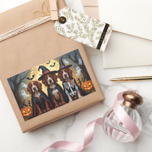 Sticker Rectangulaire Chiens rouges irlandais Citrouille Halloween Funny (Cadeaux)