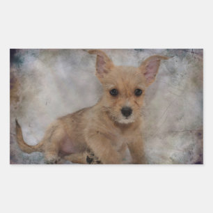 Sticker Rectangulaire Chihuahua/Yorkie Puppy