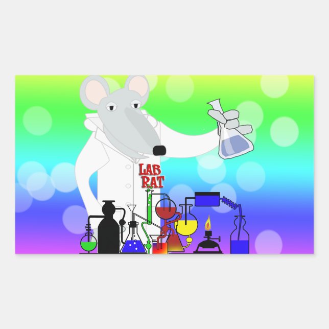 STICKER RECTANGULAIRE CHIMIE LAB RAT (Devant)