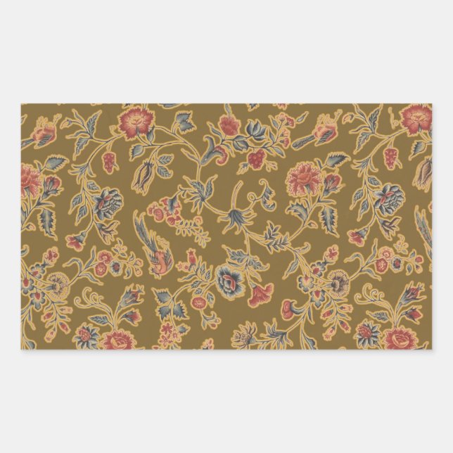Sticker Rectangulaire Chintz Fleur Classique Joli Design Floral Doux (Devant)