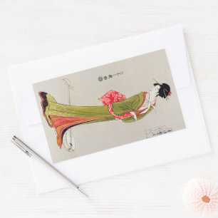 Sticker Rectangulaire Chobunsai Eishi japan geisha Japon Peinture art wo