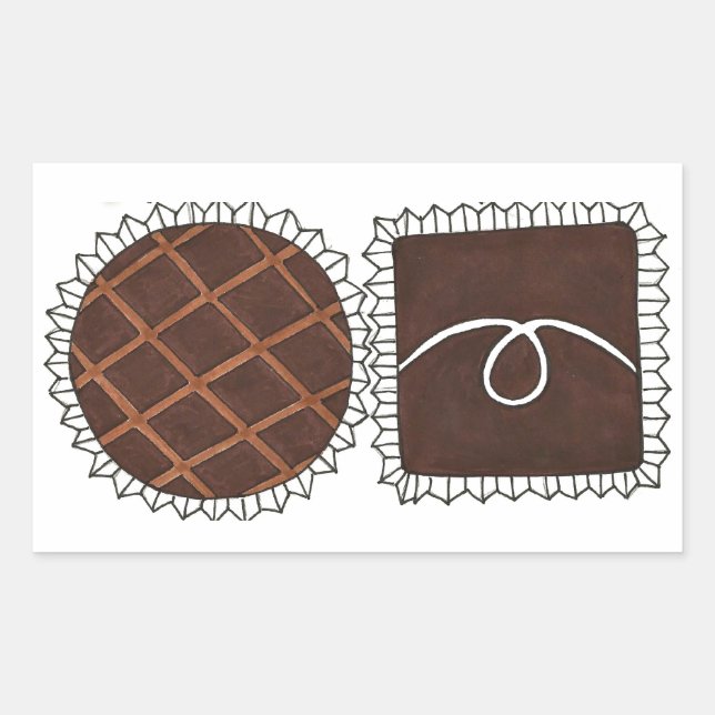 Sticker Rectangulaire Chocolat Bon Bon Saint Valentin Bonbons (Devant)