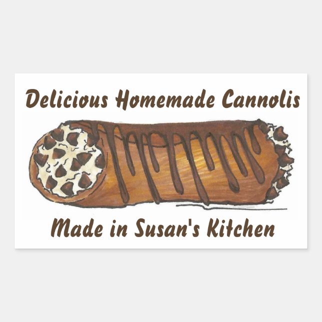 Sticker Rectangulaire Chocolat Italien Fait Maison Cannoli De Chip Cuit  (Devant)