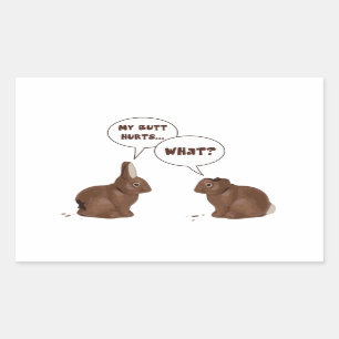 Sticker Rectangulaire Chocolat lapins lapins de Pâques, mais mal
