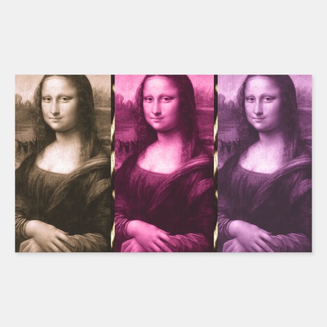 Sticker Rectangulaire Chocolat rose violet Poster de animal Mona Lisa (Devant)