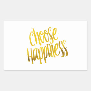 Sticker Rectangulaire Choisir le devis de bonheur Faux Gold Foil Sparkle