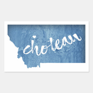 Sticker Rectangulaire Choteau Montana Grain de Bois