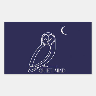 Sticker Rectangulaire Chouette à l'esprit calme – Conception minimaliste