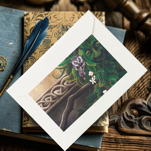 Sticker Rectangulaire Chouette blanche celtique (Créateur téléchargé)