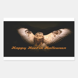 Sticker Rectangulaire Chouette d'Halloween en vol