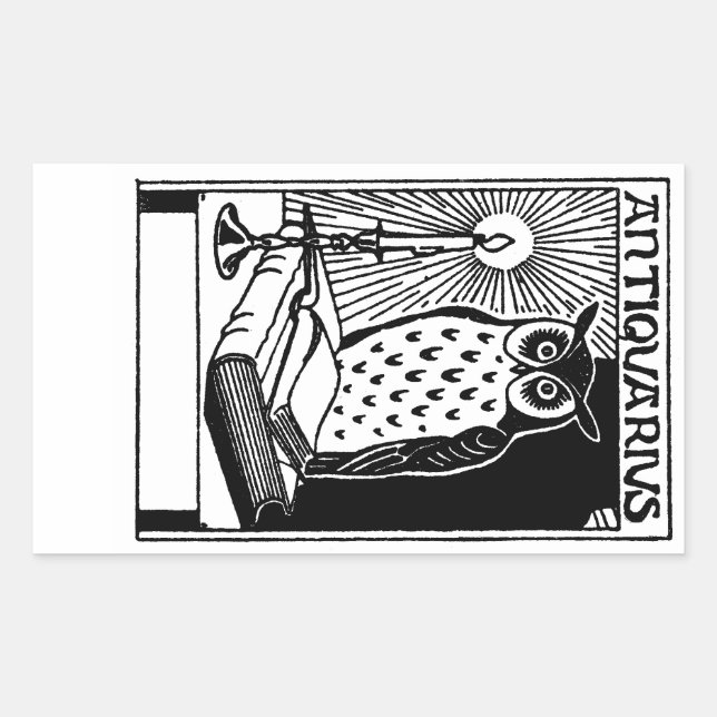 Sticker Rectangulaire Chouette et bougie du livre (Devant)